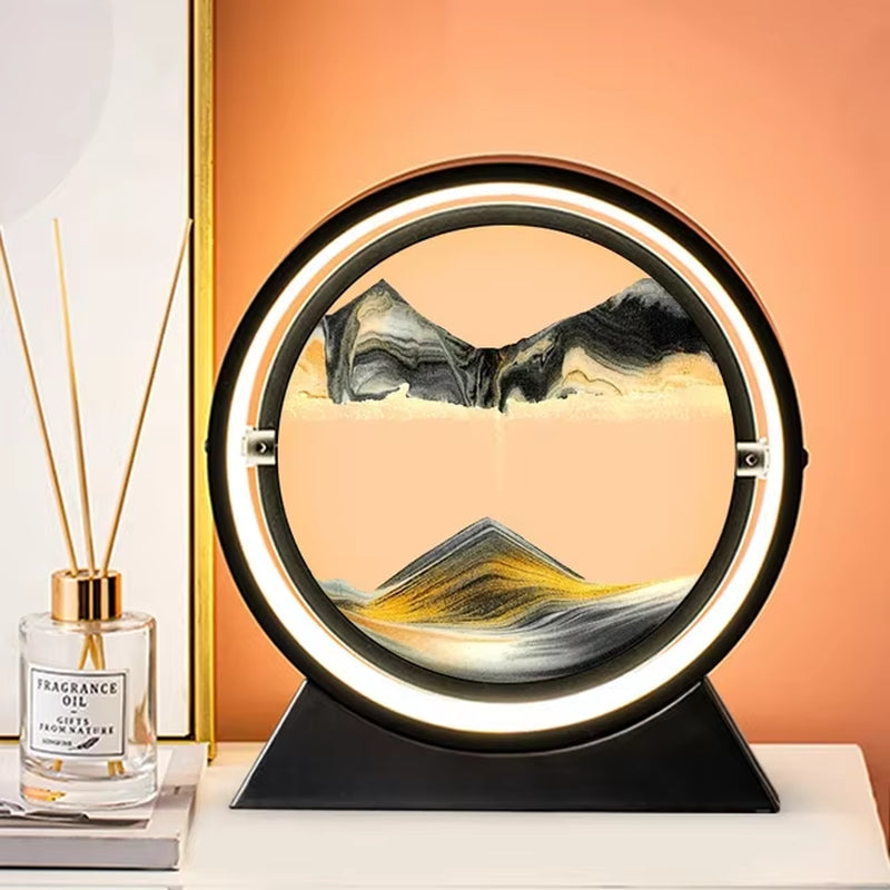 7/12Inch Moving 3D Sand Art Hourglass Deep Sea Sandscape Display Flowing Sand Frame Decor