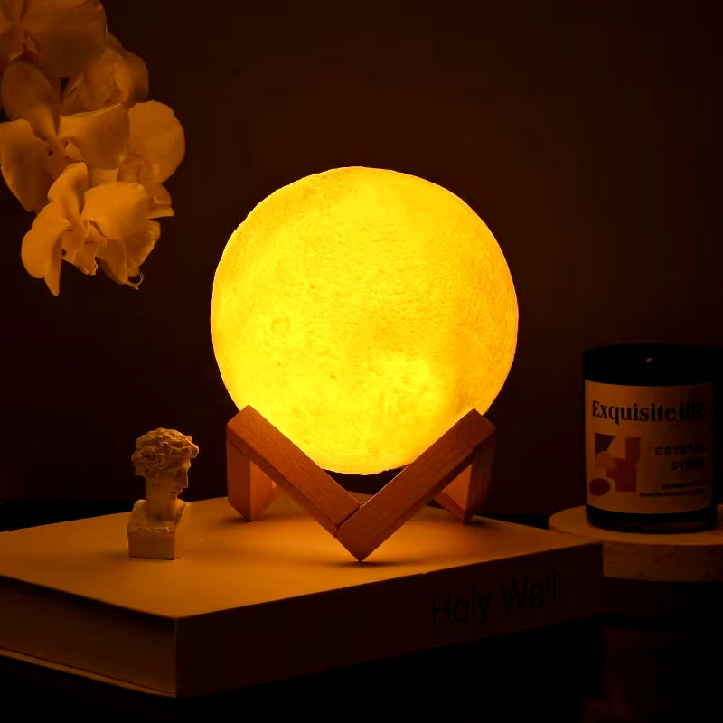 LED Moon Light Night Light Battery Powered Star Light Bedroom Decoration Night Light Children'S Gift 8Cm Moon Light