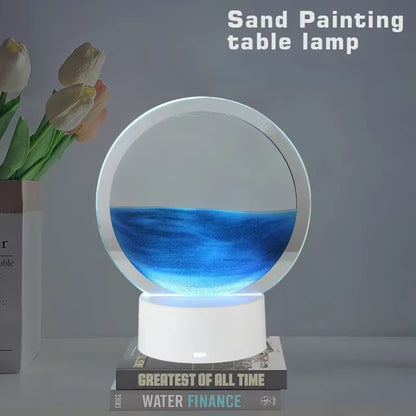 3D Colorful Moving Sand Painting Hourglass Sandscape Led Table Lamp in Motion Display Quicksand Painting Picture Lamp Decor