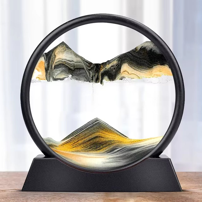 7/12Inch Moving 3D Sand Art Hourglass Deep Sea Sandscape Display Flowing Sand Frame Decor