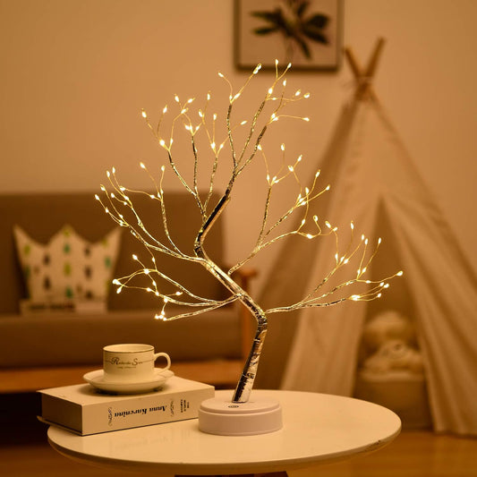 Fairy Light Spirit Tree - Artificial Bonsai Tree Light - Lit Tabletop Tree,Battery USB Operated,Fairy Tree Lamp for Bedroom,Party Home Decoration,Wedding Gift(108 LED Warm White Tree Light)