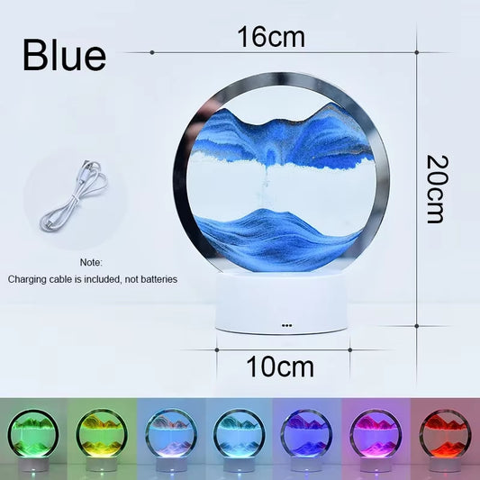 3D Colorful Moving Sand Painting Hourglass Sandscape Led Table Lamp in Motion Display Quicksand Painting Picture Lamp Decor