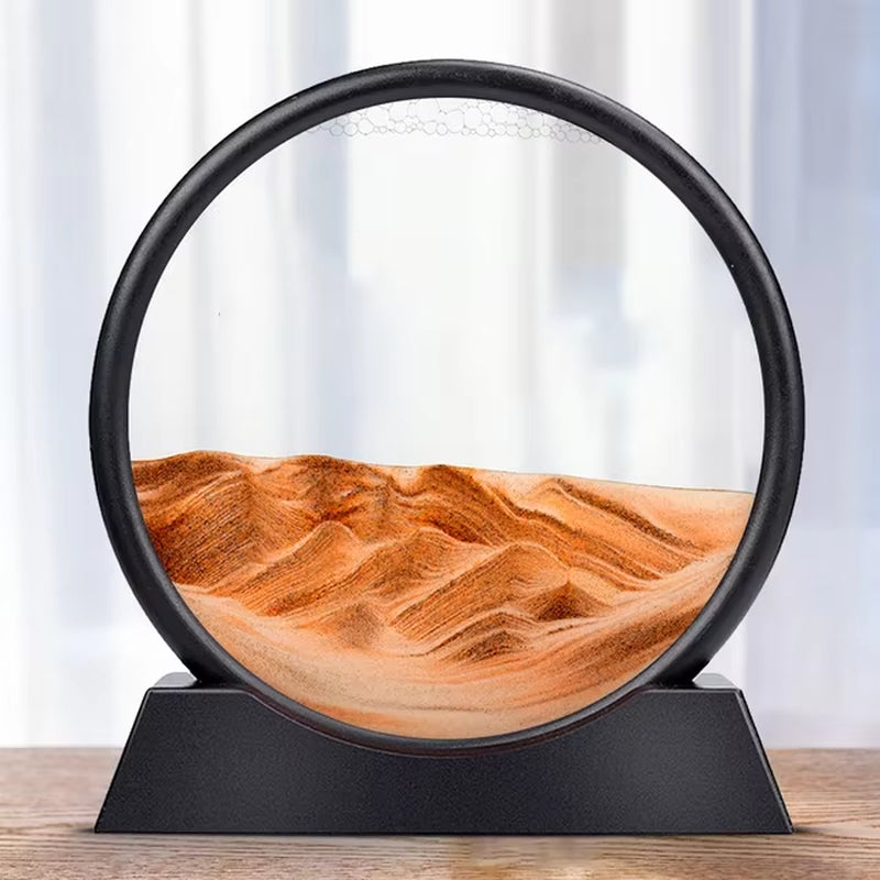 7/12Inch Moving 3D Sand Art Hourglass Deep Sea Sandscape Display Flowing Sand Frame Decor