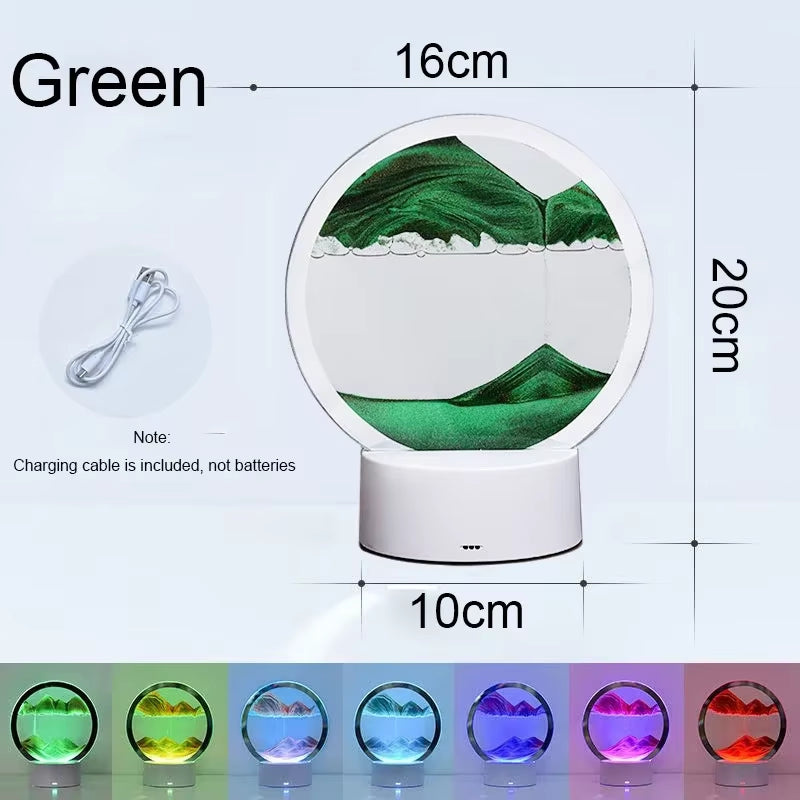 3D Colorful Moving Sand Painting Hourglass Sandscape Led Table Lamp in Motion Display Quicksand Painting Picture Lamp Decor