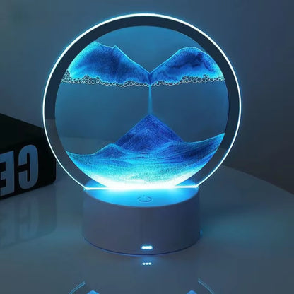 3D Colorful Moving Sand Painting Hourglass Sandscape Led Table Lamp in Motion Display Quicksand Painting Picture Lamp Decor