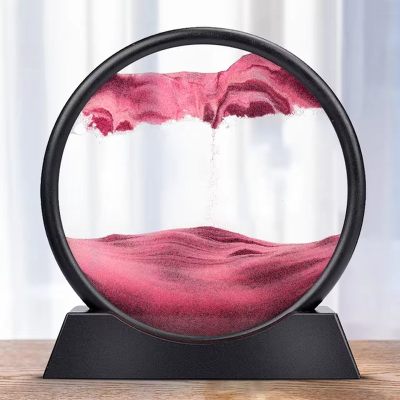 7/12Inch Moving 3D Sand Art Hourglass Deep Sea Sandscape Display Flowing Sand Frame Decor