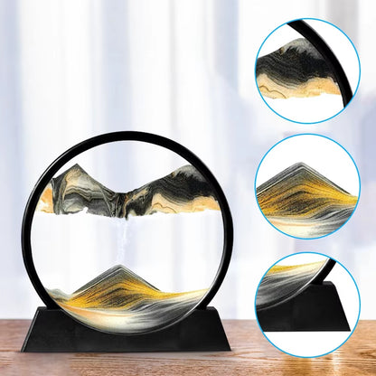 7/12Inch Moving 3D Sand Art Hourglass Deep Sea Sandscape Display Flowing Sand Frame Decor