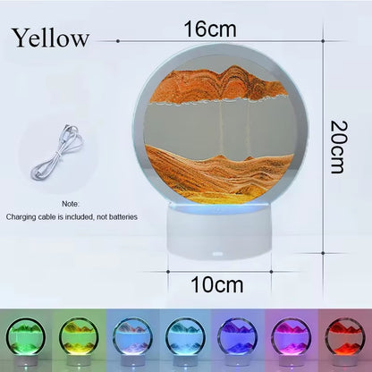 3D Colorful Moving Sand Painting Hourglass Sandscape Led Table Lamp in Motion Display Quicksand Painting Picture Lamp Decor