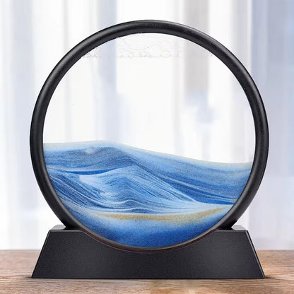 7/12Inch Moving 3D Sand Art Hourglass Deep Sea Sandscape Display Flowing Sand Frame Decor