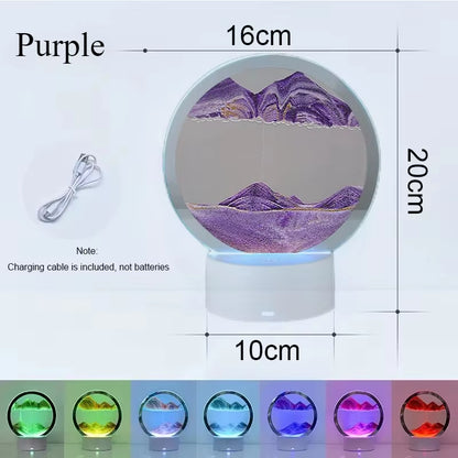 3D Colorful Moving Sand Painting Hourglass Sandscape Led Table Lamp in Motion Display Quicksand Painting Picture Lamp Decor